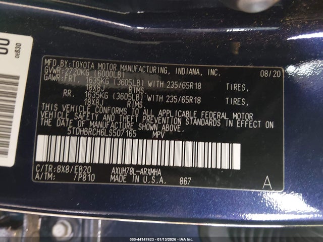 5TDHBRCH6LS507165 Toyota Highlander Hybrid Xle