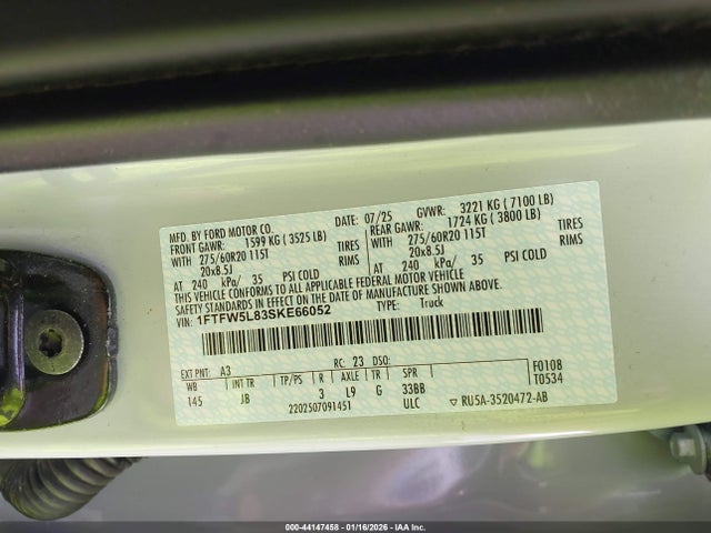 2025 FORD F-150 1FTFW5L83SKE66052 Photo 8