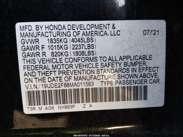 19UDE2F88MA011583 Acura Ilx Premium A-spec Packages/technology A-spec Packages