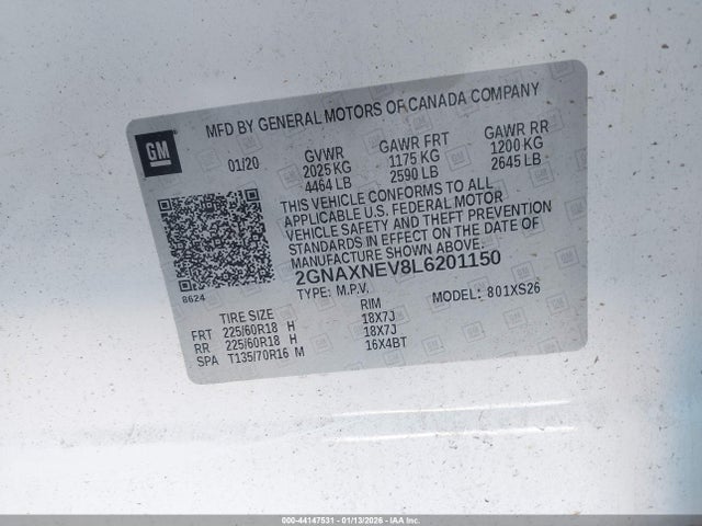 2GNAXNEV8L6201150 Chevrolet Equinox Fwd Premier 1.5l Turbo