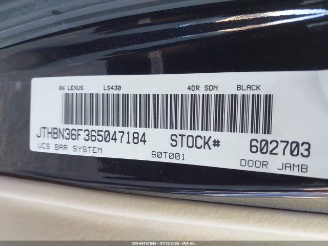 Aukcja sprzedaży 2006 Lexus Ls 430, vin: JTHBN36F365047184, numer aukcji: 44147545