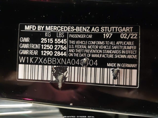 44147633 :رقم المزاد ، W1K7X6BBXNA048804 vin ، 2022 Mercedes-benz Amg Gt 53 4-door Coupe مزاد بيع