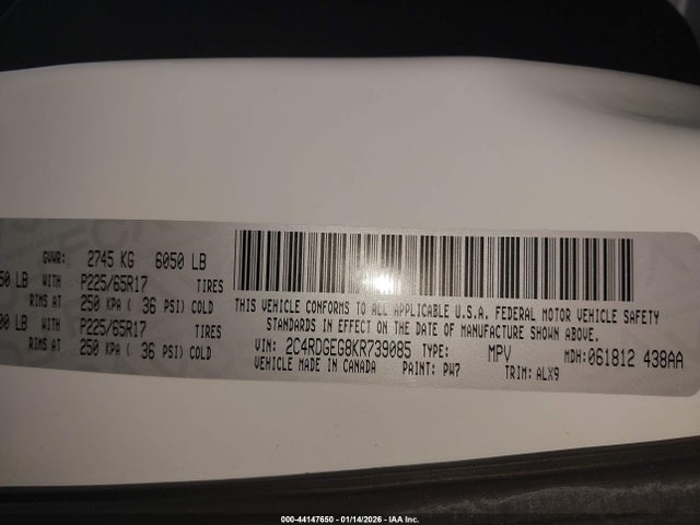 Dodge Grand Caravan Gt 2019 2C4RDGEG8KR739085 Image 9