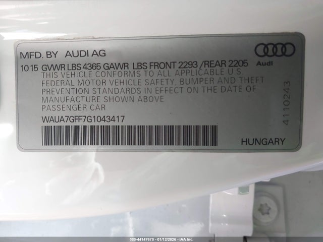 2016 AUDI A3 WAUA7GFF7G1043417 Photo 8