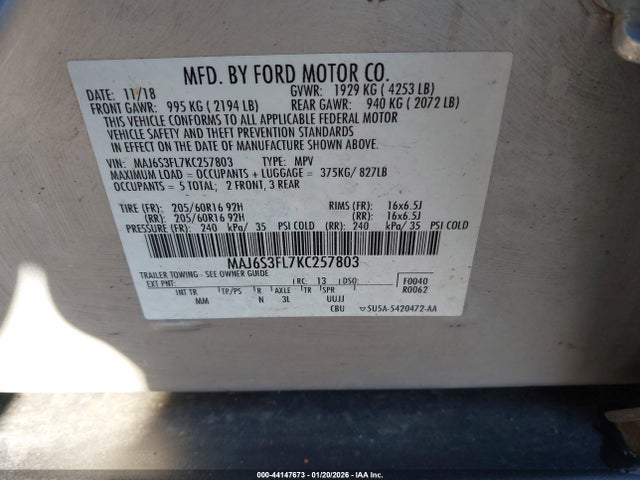 2019 FORD ECOSPORT MAJ6S3FL7KC257803 Photo 8