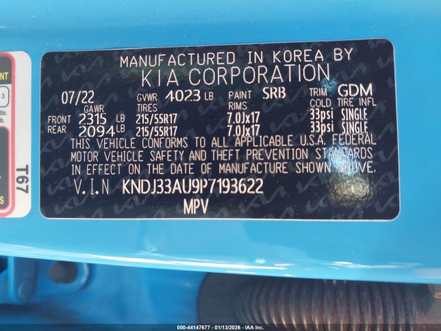 KNDJ33AU9P7193622 KIA SOUL EX