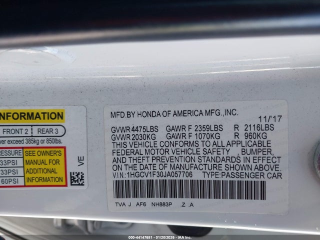 1HGCV1F30JA057706 Honda Accord Sport