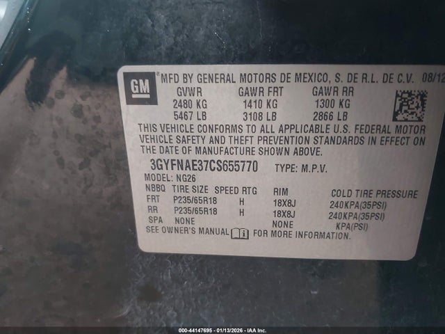 2012 CADILLAC SRX 3GYFNAE37CS655770 Photo 8