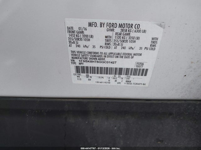 1FM5K8HT6GGC01427 Ford Explorer Platinum