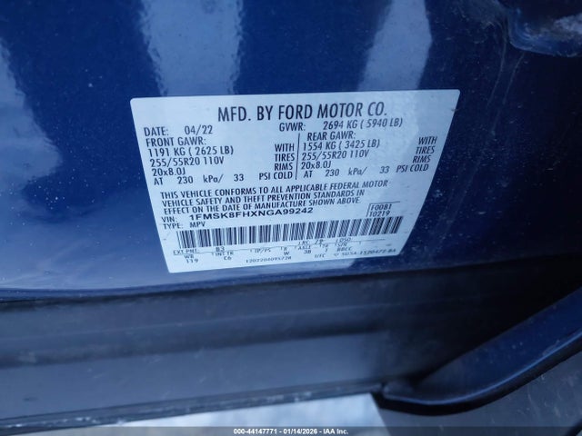1FMSK8FHXNGA99242 Ford Explorer Limited