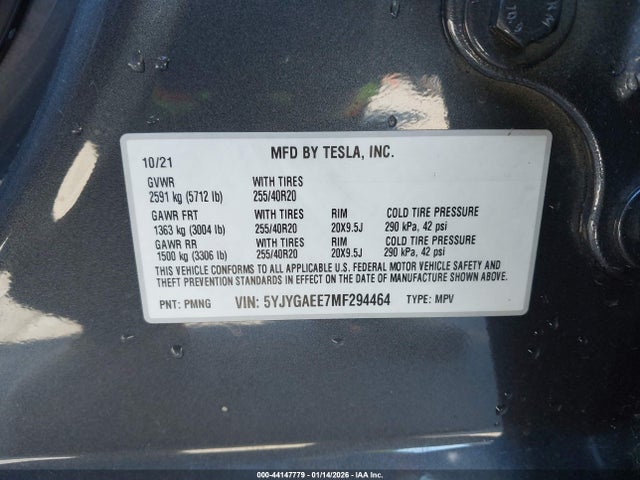 5YJYGAEE7MF294464 Tesla Model Y Long Range Dual Motor All-wheel Drive