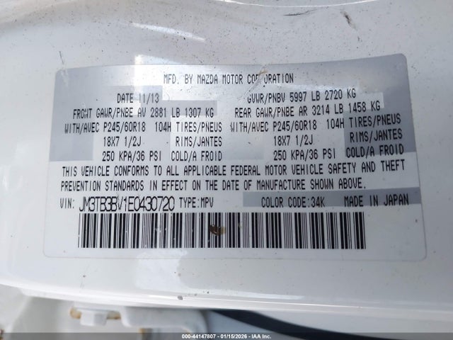 Mazda CX-9 SPORT 2014 JM3TB3BV1E0430720 Image 9