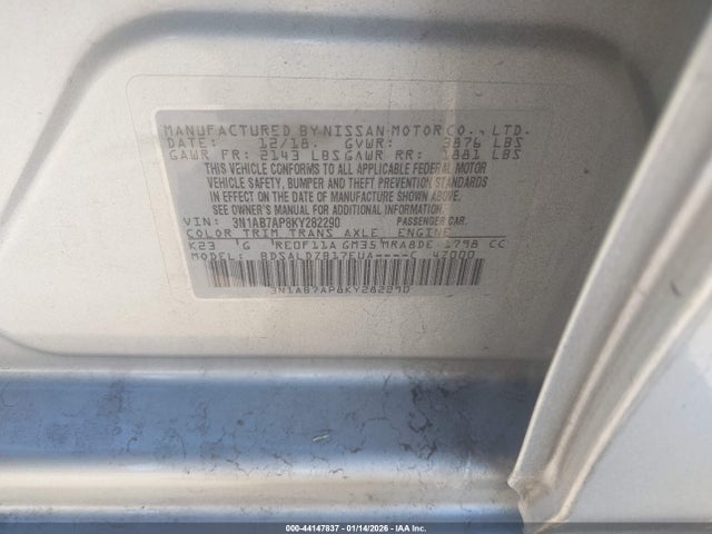 3N1AB7AP8KY282290 Nissan SENTRA SV