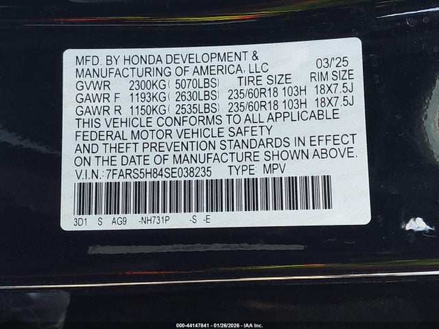 Продаж на аукціоні авто 2025 Honda Cr-v Hybrid Sport-l, vin: 7FARS5H84SE038235, номер лоту: 44147841