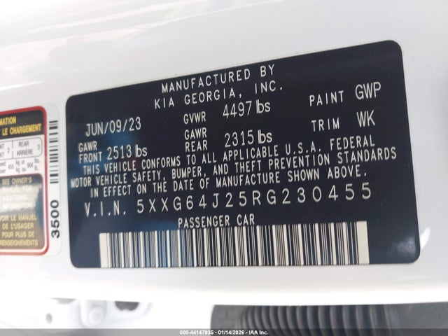 Продаж на аукціоні авто 2024 Kia K5 Gt-line, vin: 5XXG64J25RG230455, номер лоту: 44147935