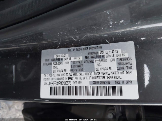 Продаж на аукціоні авто 2021 Mazda Cx-5 Touring, vin: JM3KFBCM9M0400573, номер лоту: 44147945