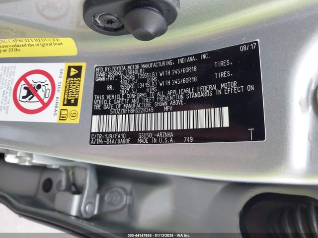 Toyota Highlander Le Plus 2017 5TDZZRFH8HS228349 Image 9