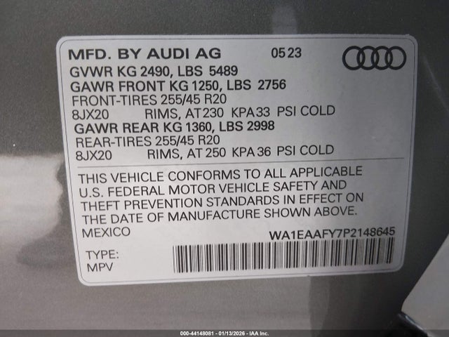 2023 AUDI Q5 WA1EAAFY7P2148645 Photo 8
