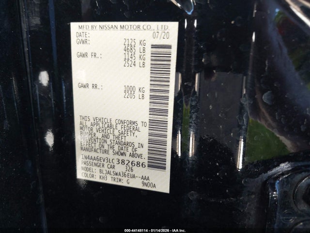 Nissan Maxima Sr Xtronic Cvt 2020 1N4AA6EV3LC382686 Image 9