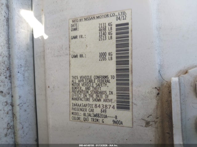 2012 NISSAN MAXIMA 1N4AA5AP7CC843874 Photo 8