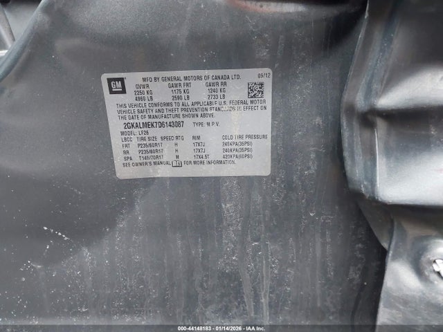 Продажа на аукционе авто 2013 Gmc Terrain Sle-1, vin: 2GKALMEK7D6143087, номер лота: 44148183