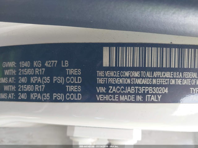 ZACCJABT3FPB30204 Jeep Renegade Latitude