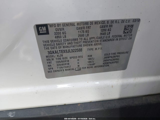 Aukcja sprzedaży 2018 Gmc Terrain Sle, vin: 3GKALTEX8JL322588, numer aukcji: 44148206
