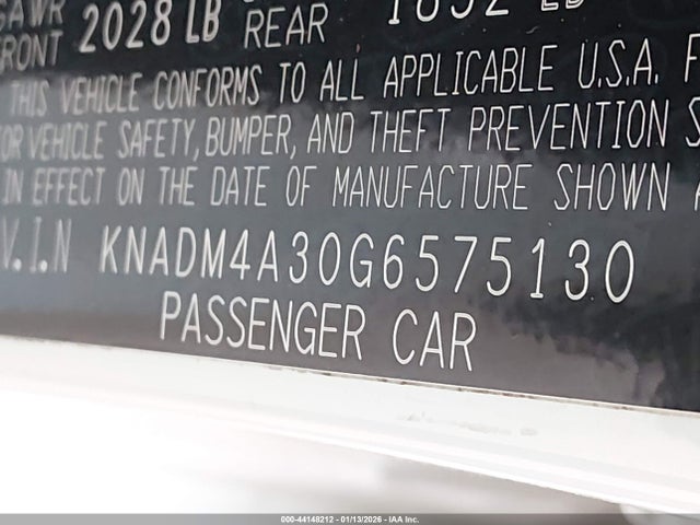 KNADM4A30G6575130 KIA RIO LX