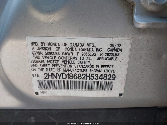 2002 ACURA MDX 2HNYD18682H534829 Photo 8