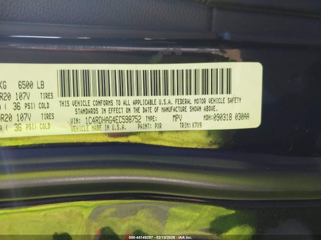Aukcja sprzedaży 2014 Dodge Durango Sxt, vin: 1C4RDHAG4EC598752, numer aukcji: 44148297