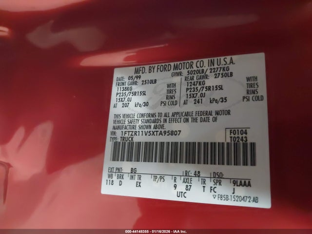 1999 FORD RANGER 1FTZR11V5XTA95807 Photo 8