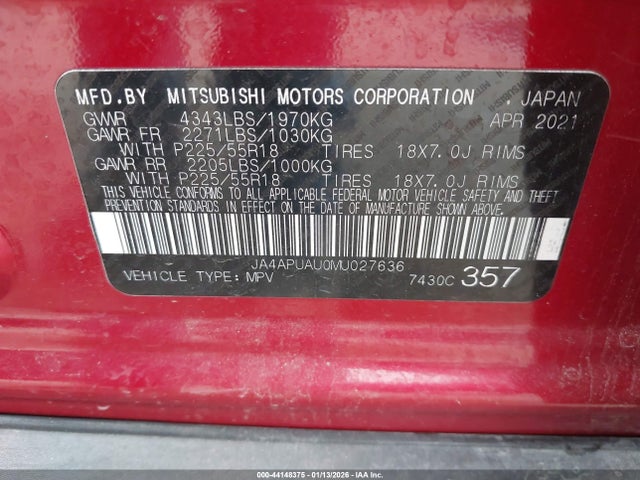 2021 MITSUBISHI OUTLANDER SPORT JA4APUAU0MU027636 Photo 8