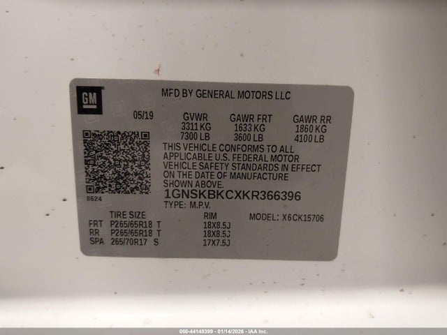 2019 CHEVROLET TAHOE 1GNSKBKCXKR366396 Photo 8