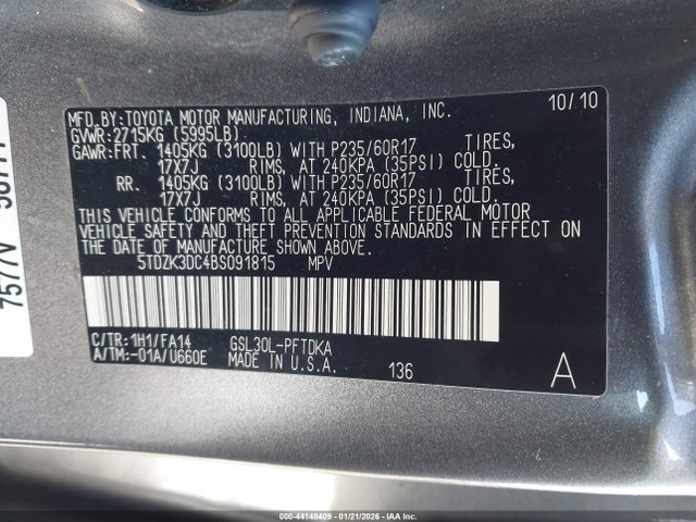 2011 TOYOTA SIENNA 5TDZK3DC4BS091815 Photo 8