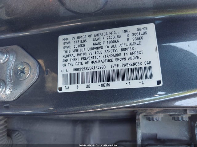 Продажа на аукционе авто 2008 Honda Accord 2.4 Ex-l, vin: 1HGCP26878A132990, номер лота: 44148438
