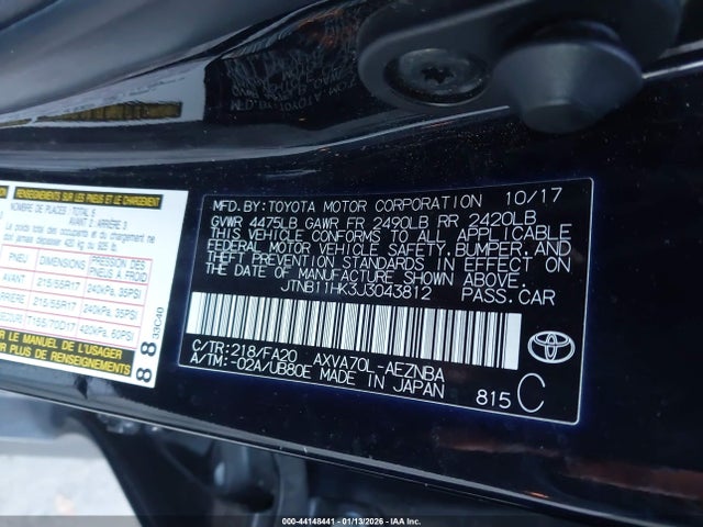 Toyota CAMRY LE 2018 JTNB11HK3J3043812 Image 9