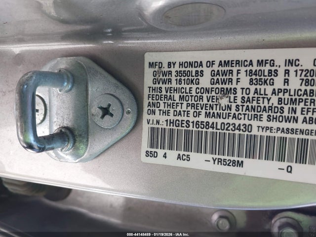 2004 HONDA CIVIC 1HGES16584L023430 Photo 8