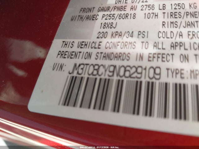 JM3TCBCY9N0629109 Mazda Cx-9 Touring