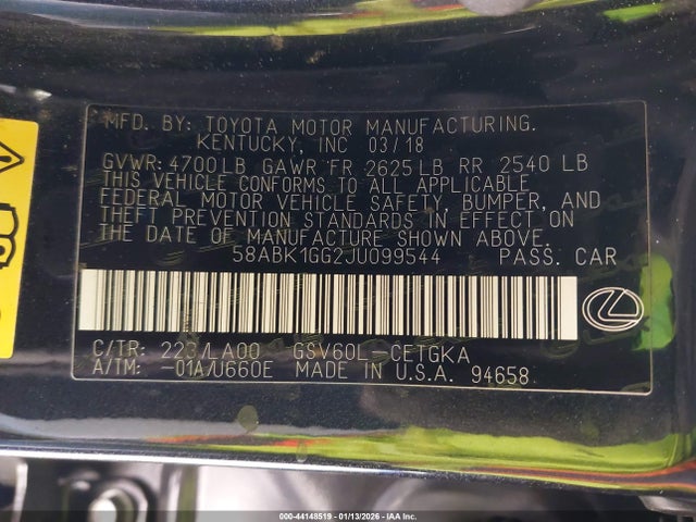 58ABK1GG2JU099544 Lexus ES 350