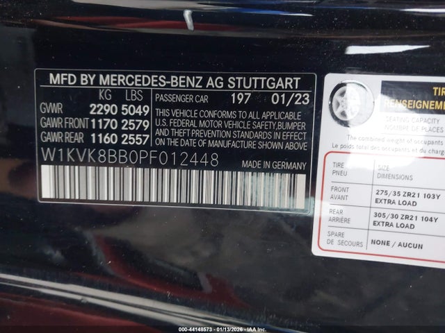 Продажа на аукционе авто 2023 Mercedes-benz Amg Sl 63 4matic, vin: W1KVK8BB0PF012448, номер лота: 44148573