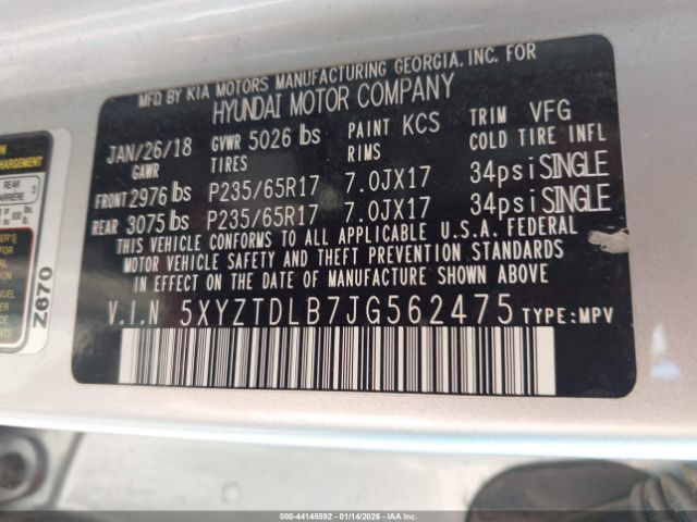 2018 HYUNDAI SANTA FE SPORT 5XYZTDLB7JG562475 Photo 8