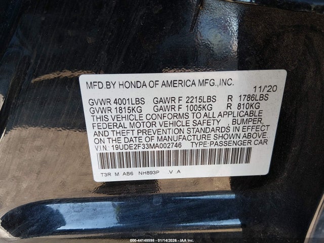 Aukcja sprzedaży 2021 Acura Ilx Standard, vin: 19UDE2F33MA002746, numer aukcji: 44148598