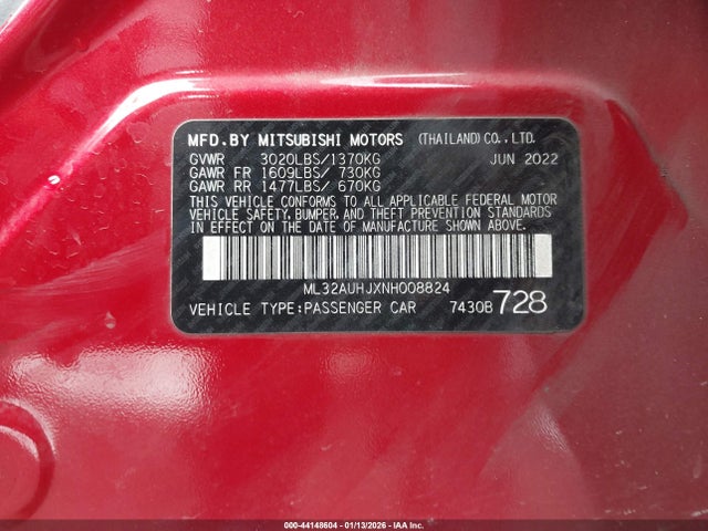 ML32AUHJXNH008824 Mitsubishi Mirage Es/le