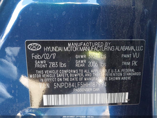 5NPD84LF5HH187994 Hyundai ELANTRA SE