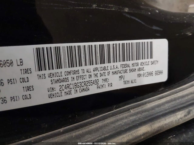 44148650 :رقم المزاد ، 2C4RC1BG3CR255492 vin ، 2012 Chrysler Town & Country Touring مزاد بيع