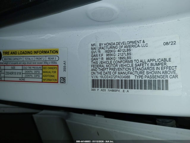 19UDE4G72PA004988 Acura Integra A-spec Technology