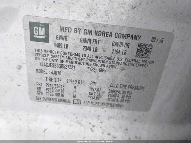 Aukcja sprzedaży 2016 Buick Encore, vin: KL4CJESB3GB527321, numer aukcji: 44148702