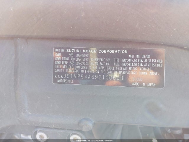 2009 SUZUKI DL650 JS1VP54A692100603 Photo 9