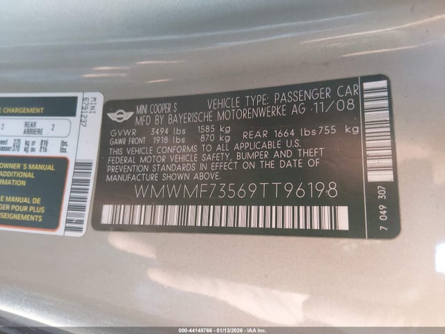 2009 MINI COOPER S WMWMF73569TT96198 Photo 8