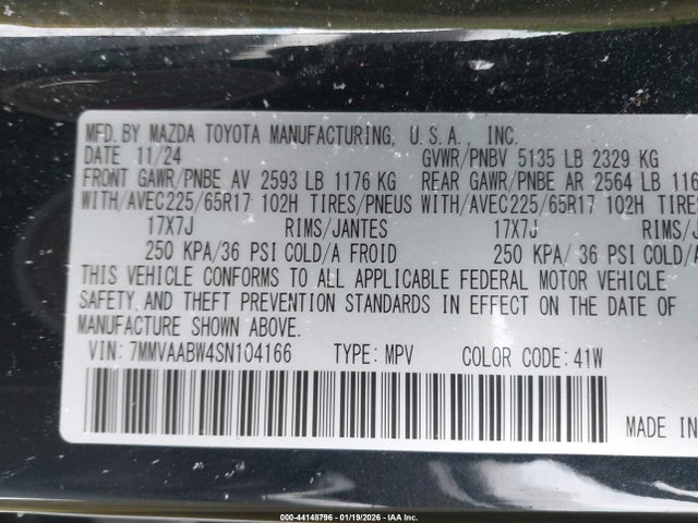 Продаж на аукціоні авто 2025 Mazda Cx-50 Hybrid Preferred Package, vin: 7MMVAABW4SN104166, номер лоту: 44148796